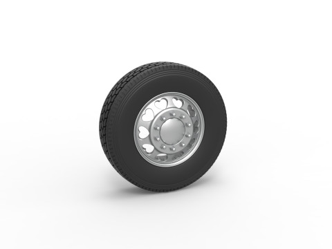 Front custom wheel of semi truck Version 25 Scale 1 to 25 3D-printmodel