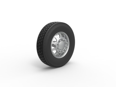 Front custom wheel of semi truck Version 25 Scale 1 to 25 Modello di stampa 3D