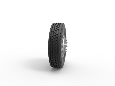 Front custom wheel of semi truck Version 25 Scale 1 to 25 Modello di stampa 3D