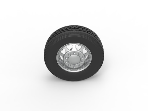 Front custom wheel of semi truck Version 25 Scale 1 to 25 Modello di stampa 3D
