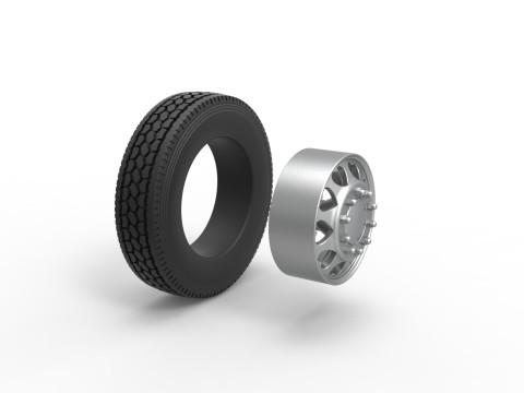 Front custom wheel of semi truck Version 25 Scale 1 to 25 Modello di stampa 3D