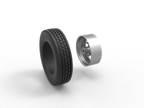 Front custom wheel of semi truck Version 25 Scale 1 to 25 Modello di stampa 3D