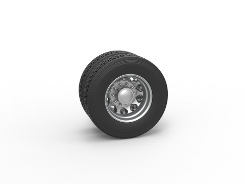 Rear custom wheel of semi truck Version 25 Scale 1 to 25 3Dプリントモデル
