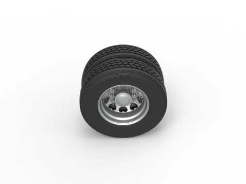 Rear custom wheel of semi truck Version 25 Scale 1 to 25 3D Print Model