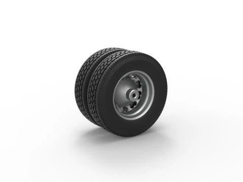 Rear custom wheel of semi truck Version 25 Scale 1 to 25 3D Print Model