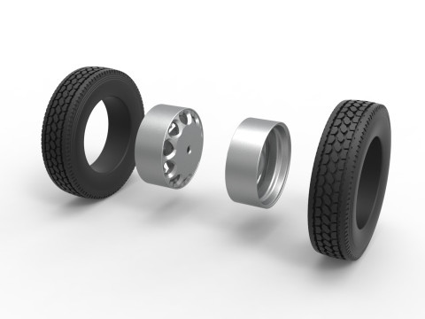 Rear custom wheel of semi truck Version 25 Scale 1 to 25 3Dプリントモデル