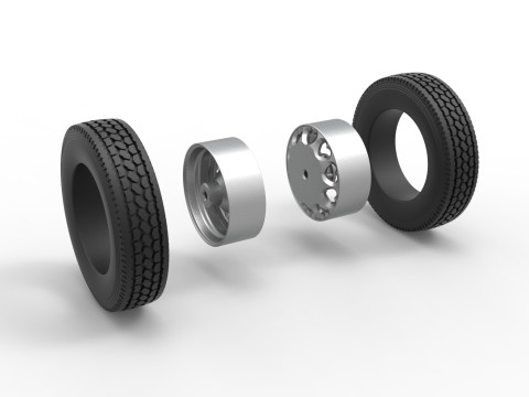 Rear custom wheel of semi truck Version 25 Scale 1 to 25 3Dプリントモデル