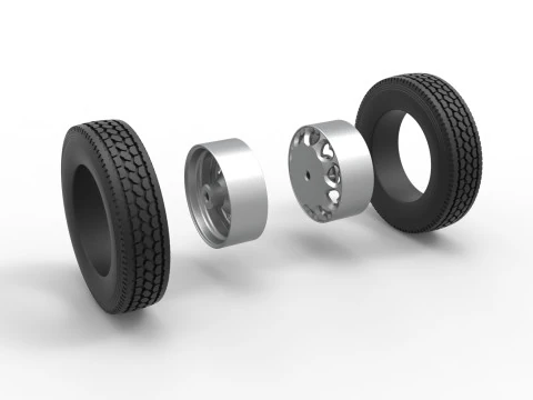Rear custom wheel of semi truck Version 25 Scale 1 to 25 3D Print Model