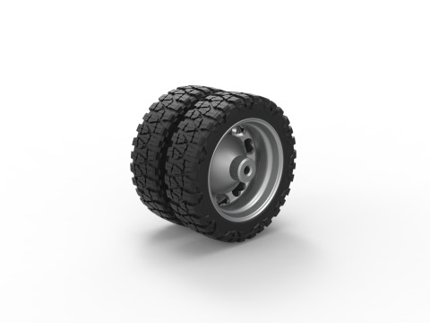 Rear semi wheel for pickup Version 25 Scale 1 to 25 3D-printmodel