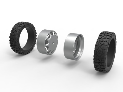 Rear semi wheel for pickup Version 25 Scale 1 to 25 3D-printmodel