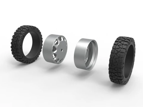 Заднее полуколесо для пикапа Версия 25 Масштаб от 1 до 25 3D Принт Модель