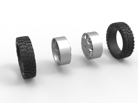 Rear semi wheel for pickup Version 25 Scale 1 to 25 3D-printmodel