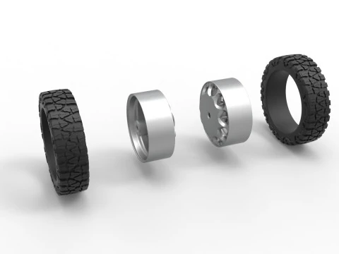 Заднее полуколесо для пикапа Версия 25 Масштаб от 1 до 25 3D Принт Модель