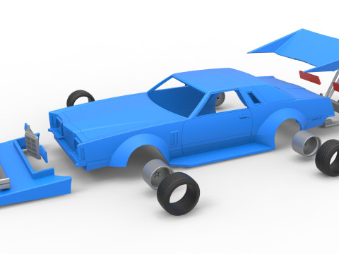 Shell and wheels Bosozoku style car Scale 1 to 25 3D 프린트 모델