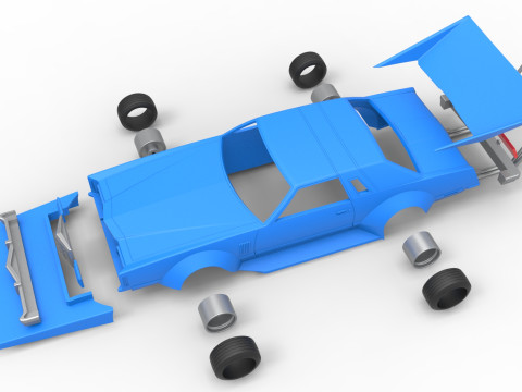 Shell and wheels Bosozoku style car Scale 1 to 25 3D 프린트 모델