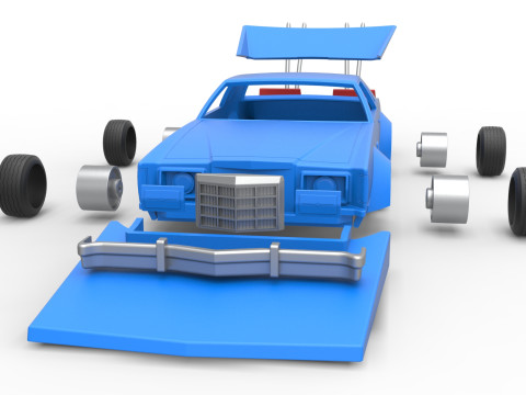 Shell and wheels Bosozoku style car Scale 1 to 25 3D 프린트 모델