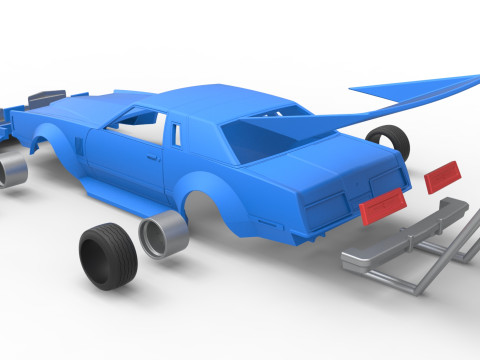 Shell and wheels Bosozoku style car Scale 1 to 25 3D 프린트 모델