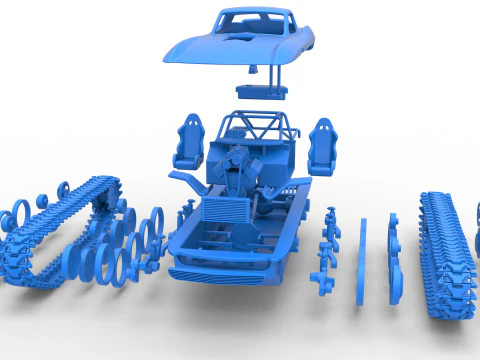 Carro armato Monster vintage versione 7 scala da 1 a 25 Modello di stampa 3D