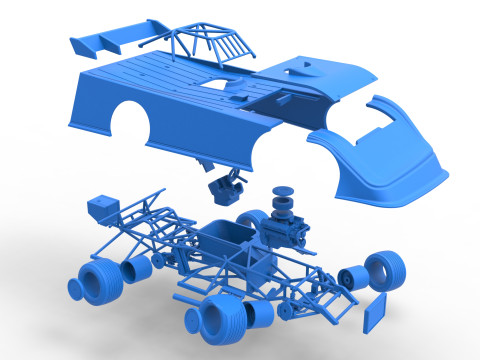 Super Dirt Late model while turning Version 2 Scale 1 to 25 3Dプリントモデル