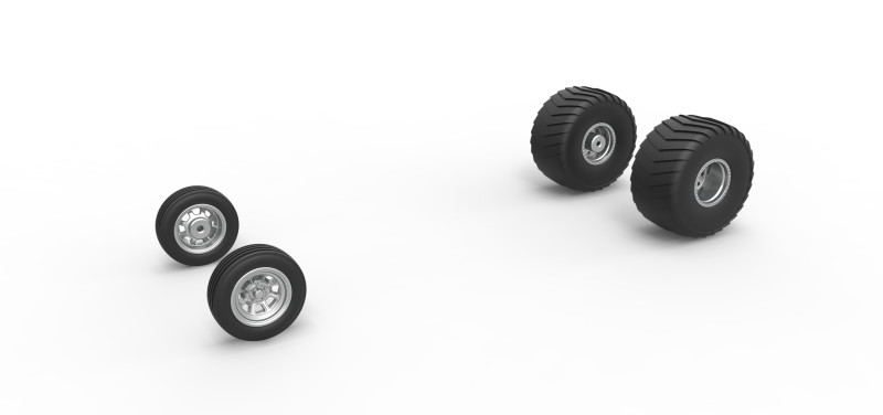 Wheel set of 2wd Pulling truck Scale 1 to 25 3D प्रिंट मॉडल .c4d .max .obj .3ds .fbx .stl .blend