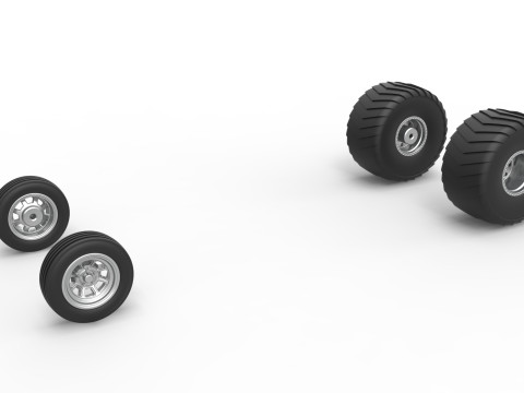 Wheel set of 2wd Pulling truck Scale 1 to 25 3D Print Model