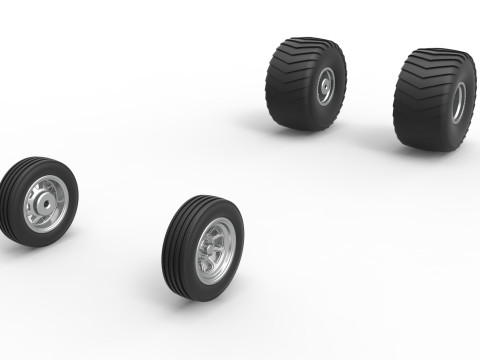 Wheel set of 2wd Pulling truck Scale 1 to 25 3D प्रिंट मॉडल