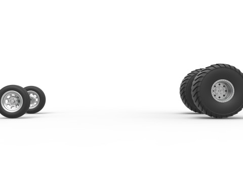 Wheel set of 2wd Pulling truck Scale 1 to 25 3D प्रिंट मॉडल