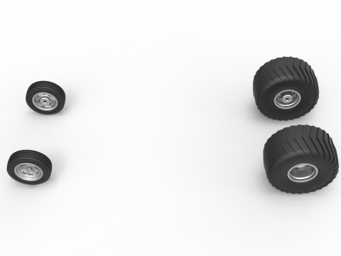 Wheel set of 2wd Pulling truck Scale 1 to 25 3D प्रिंट मॉडल