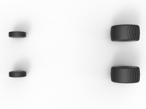Wheel set of 2wd Pulling truck Scale 1 to 25 3D प्रिंट मॉडल