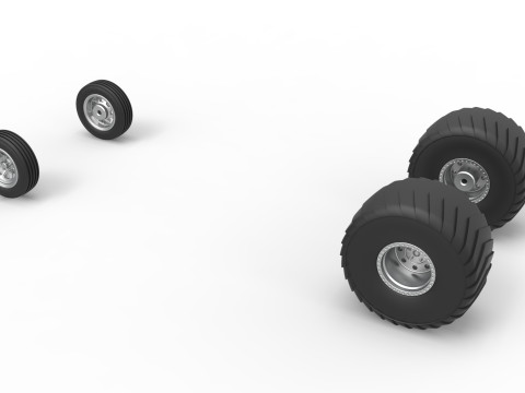 Wheel set of 2wd Pulling truck Scale 1 to 25 3D प्रिंट मॉडल