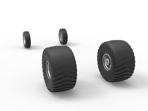 Wheel set of 2wd Pulling truck Scale 1 to 25 3D प्रिंट मॉडल