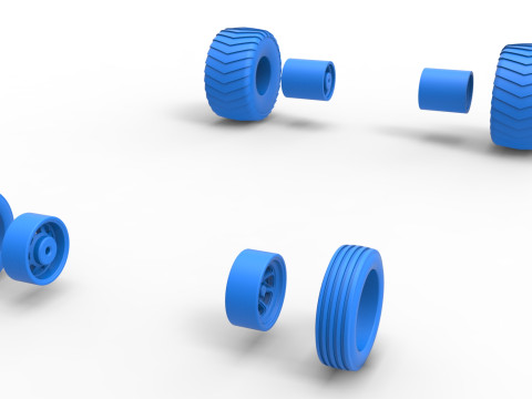 Wheel set of 2wd Pulling truck Scale 1 to 25 3D प्रिंट मॉडल