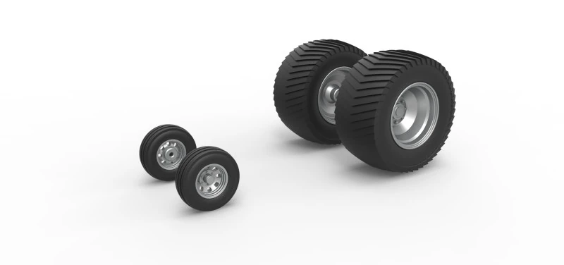 Wheel set of Pro Stock Pulling Tractor Scale 1 to 25 3D Print Model .c4d .max .obj .3ds .fbx .stl .blend 