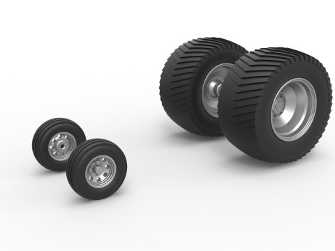 Wheel set of Pro Stock Pulling Tractor Scale 1 to 25 Model do druku 3D