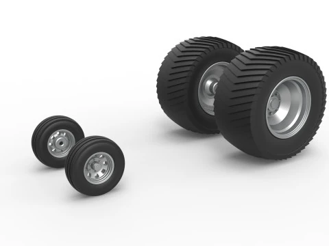 Wheel set of Pro Stock Pulling Tractor Scale 1 to 25 3D Print Model