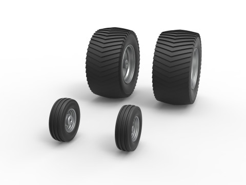 Wheel set of Pro Stock Pulling Tractor Scale 1 to 25 Modelo de Impressão 3D