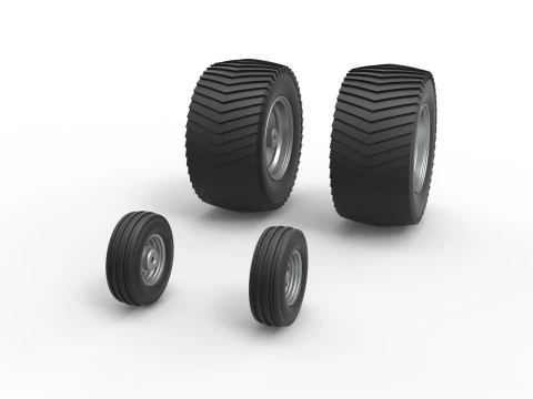Wheel set of Pro Stock Pulling Tractor Scale 1 to 25 3D Print Model