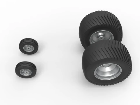 Wheel set of Pro Stock Pulling Tractor Scale 1 to 25 3D Print Model