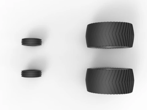 Wheel set of Pro Stock Pulling Tractor Scale 1 to 25 3D Print Model