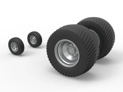 Wheel set of Pro Stock Pulling Tractor Scale 1 to 25 3D Print Model