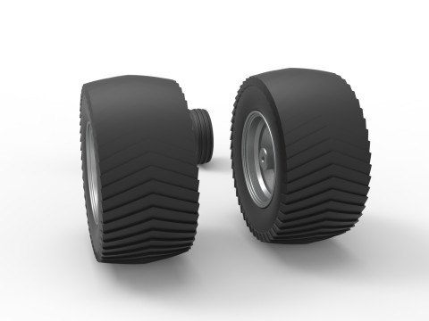 Wheel set of Pro Stock Pulling Tractor Scale 1 to 25 Modelo de Impressão 3D
