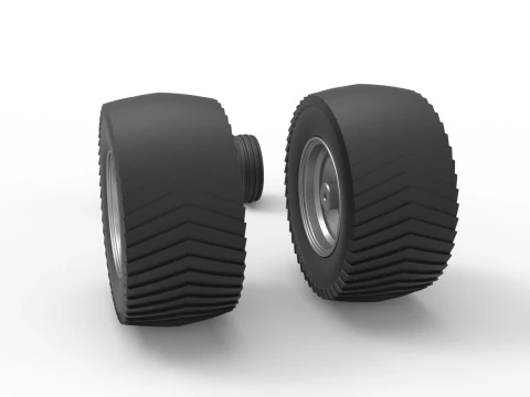 Wheel set of Pro Stock Pulling Tractor Scale 1 to 25 3D Print Model