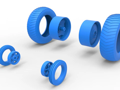Wheel set of Small block Pulling tractor Scale 1 to 25 3D Print Model