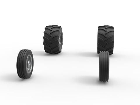 Wheel set of Vintage 2wd Pulling truck Scale 1 to 25 3D प्रिंट मॉडल