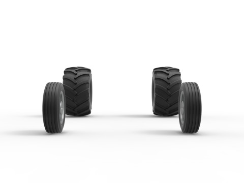 Wheel set of Vintage 2wd Pulling truck Scale 1 to 25 3D प्रिंट मॉडल