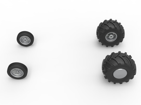 Wheel set of Vintage 2wd Pulling truck Scale 1 to 25 3D प्रिंट मॉडल