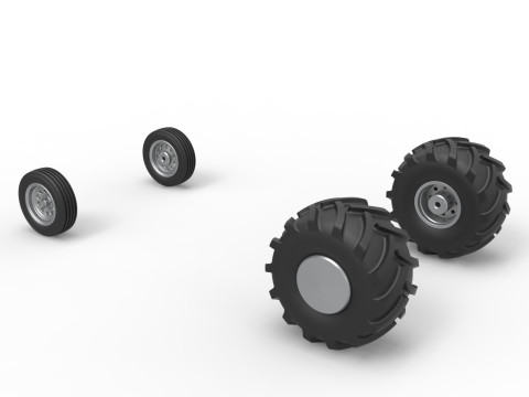 Wheel set of Vintage 2wd Pulling truck Scale 1 to 25 3D प्रिंट मॉडल