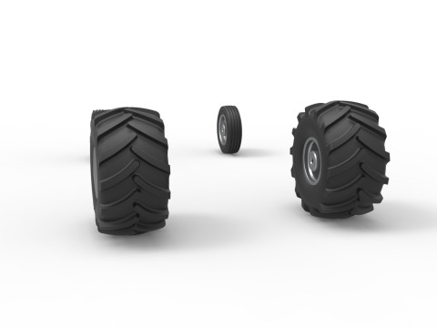 Wheel set of Vintage 2wd Pulling truck Scale 1 to 25 3D प्रिंट मॉडल
