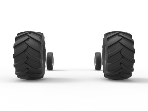 Wheel set of Vintage 2wd Pulling truck Scale 1 to 25 3D प्रिंट मॉडल