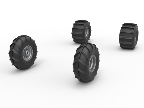 Wheel set of Mud dragster Version 1 Scale 1 to 25 3D Print Model